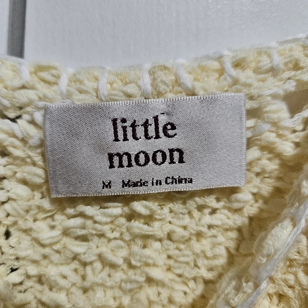 NWOT Aritzia Little Mood Crochet Crop Top Yellow with Brown Stripes Size Medium - Picture 7 of 8